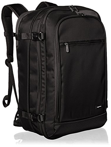Amazon Basics Handgepäck Reiserucksack, mit Tragegriff und Schultergurt, 25+10L, 1,7kg Eigengewicht, Einheitsgröße, Schwarz